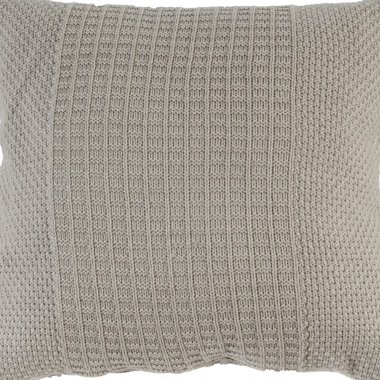 22 X 22 Inch Decorative Polyester Pillow With Knitted Detail Gray