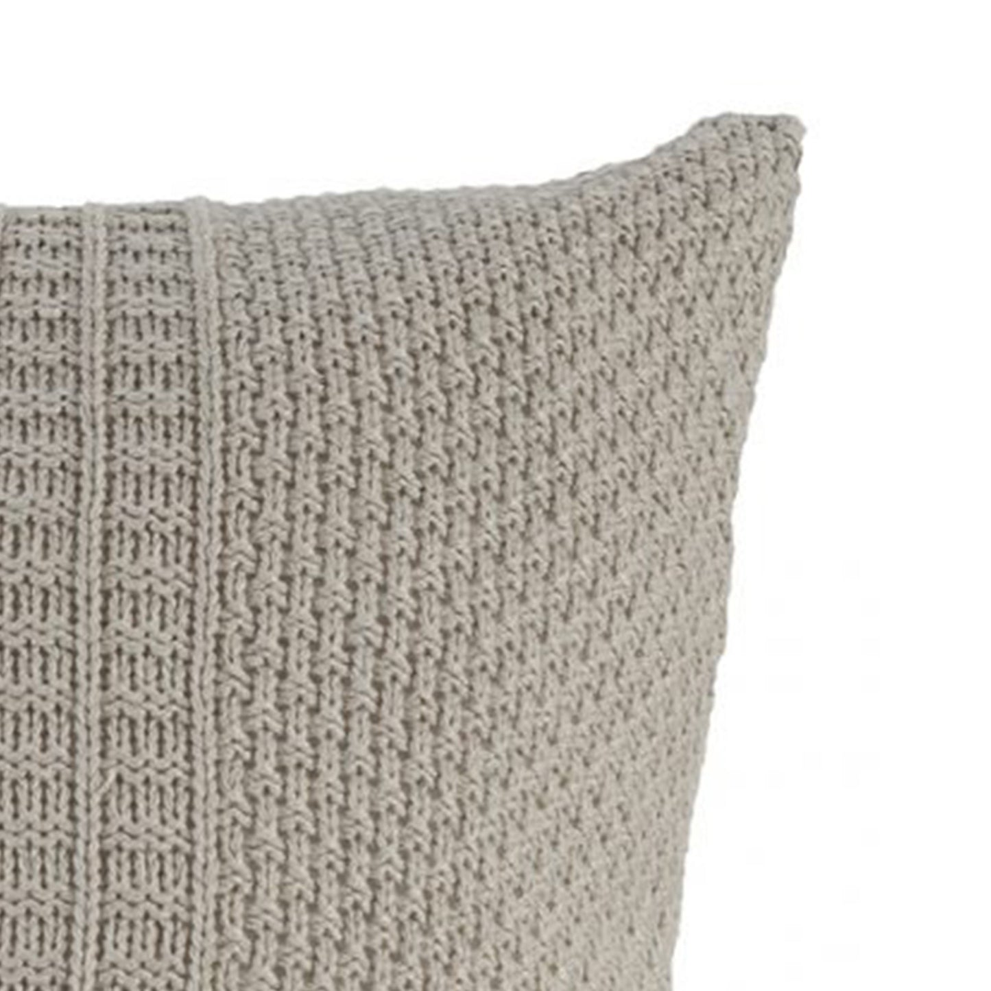 22 X 22 Inch Decorative Polyester Pillow With Knitted Detail Gray