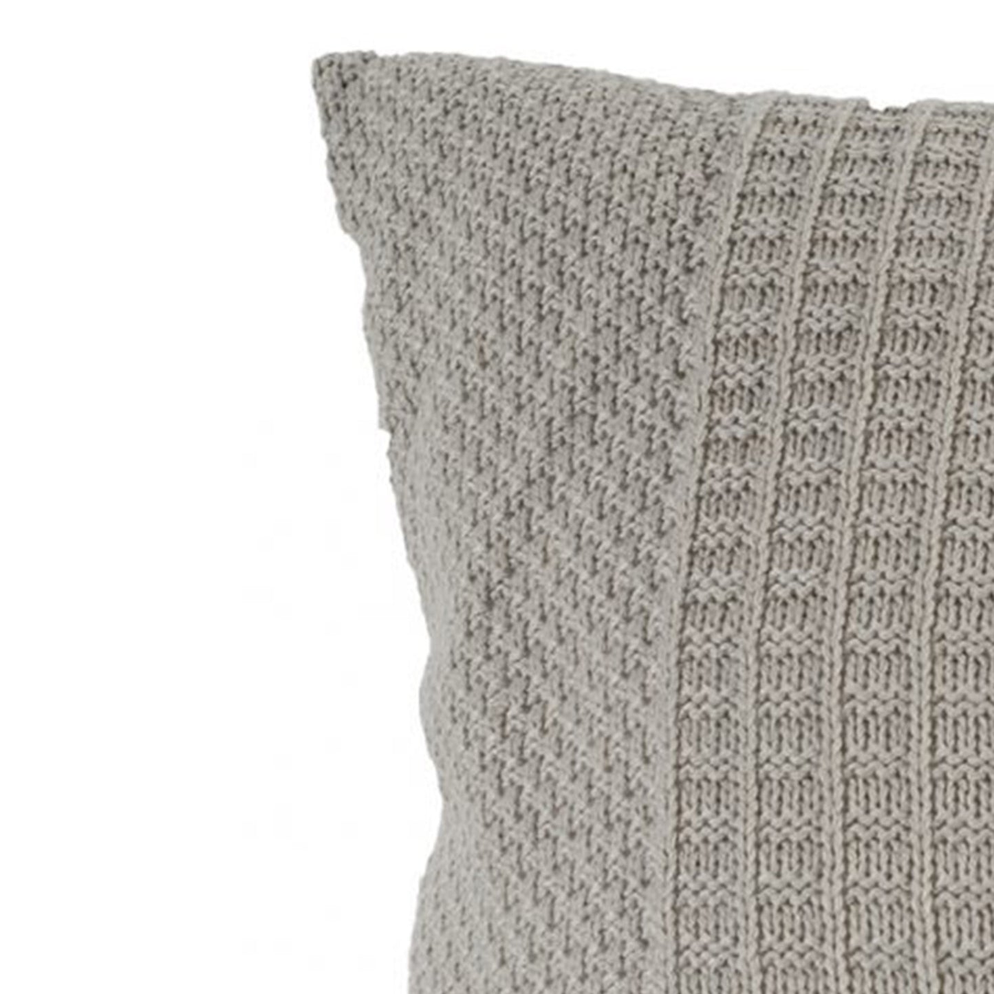 22 X 22 Inch Decorative Polyester Pillow With Knitted Detail Gray