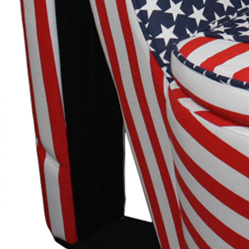 Wooden High Heel Shaped Storage Chair With Flag Print Multicolor
