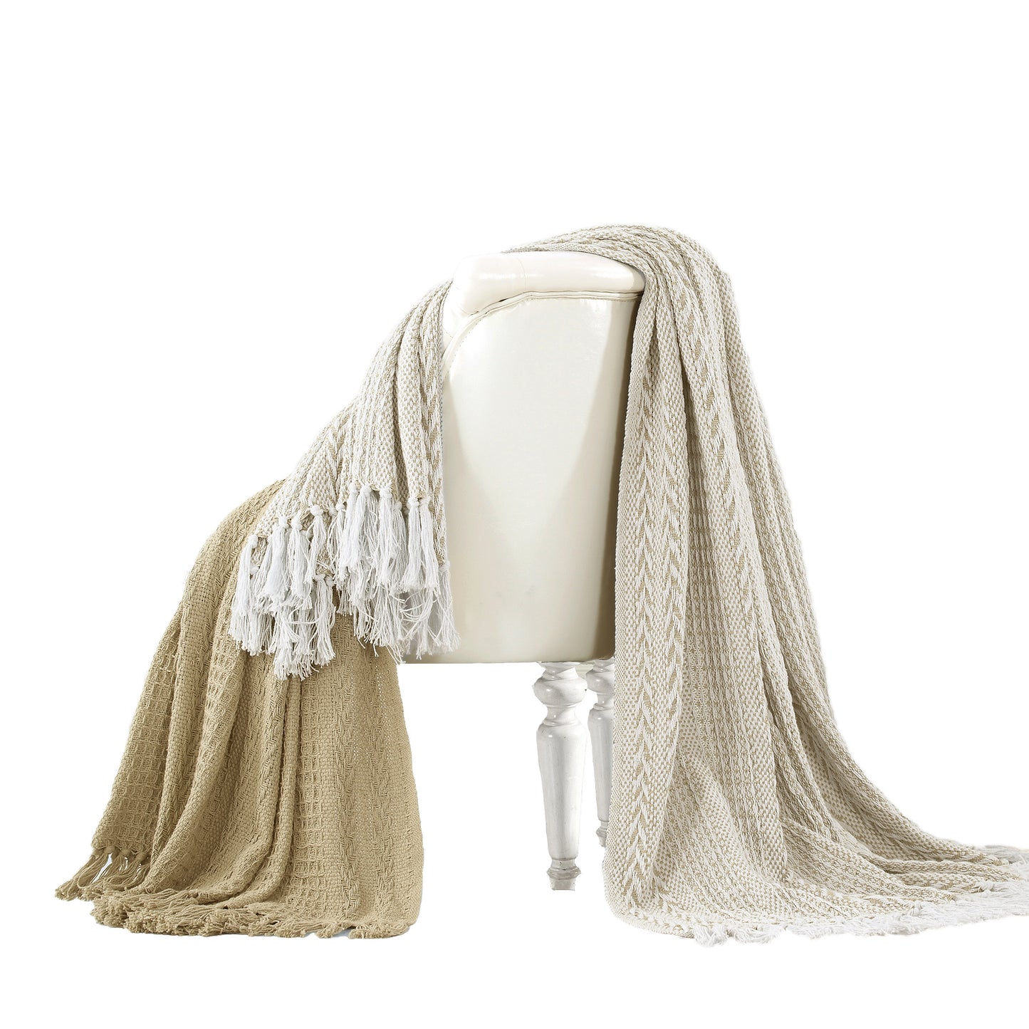 Latina Cotton Throw With Decorative Fringe Set Of 2 Brown