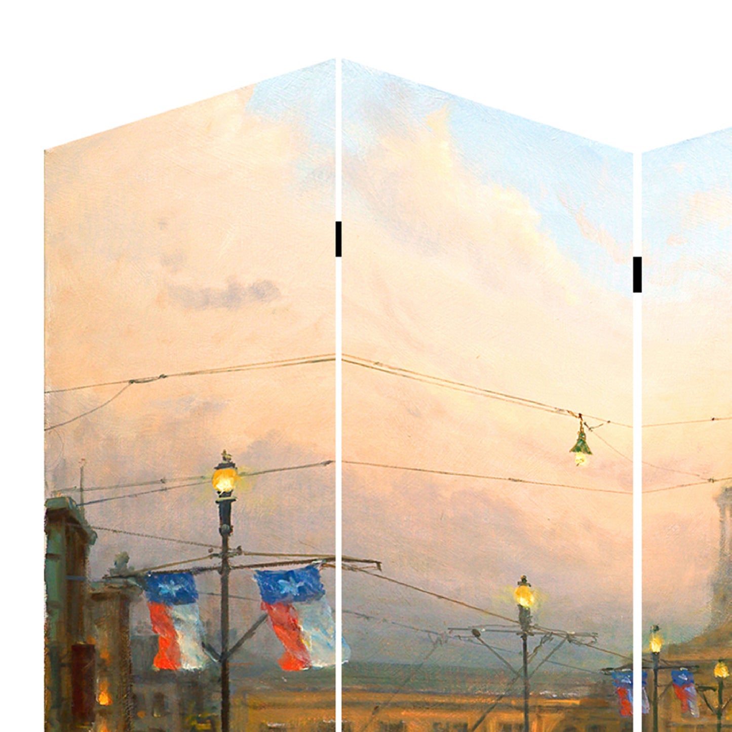 Capitol Hill Street Print Canvas 4 Panel Room Divider , Multicolor