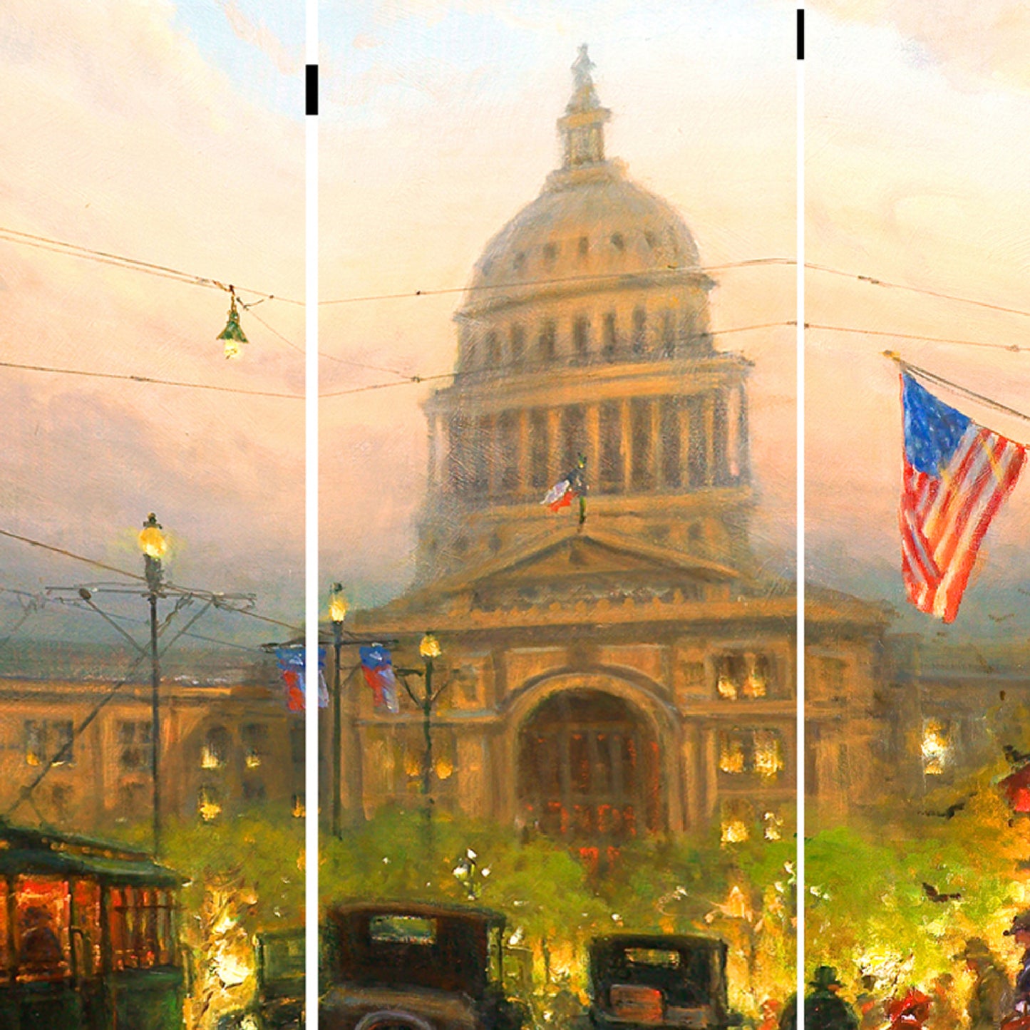 Capitol Hill Street Print Canvas 4 Panel Room Divider , Multicolor