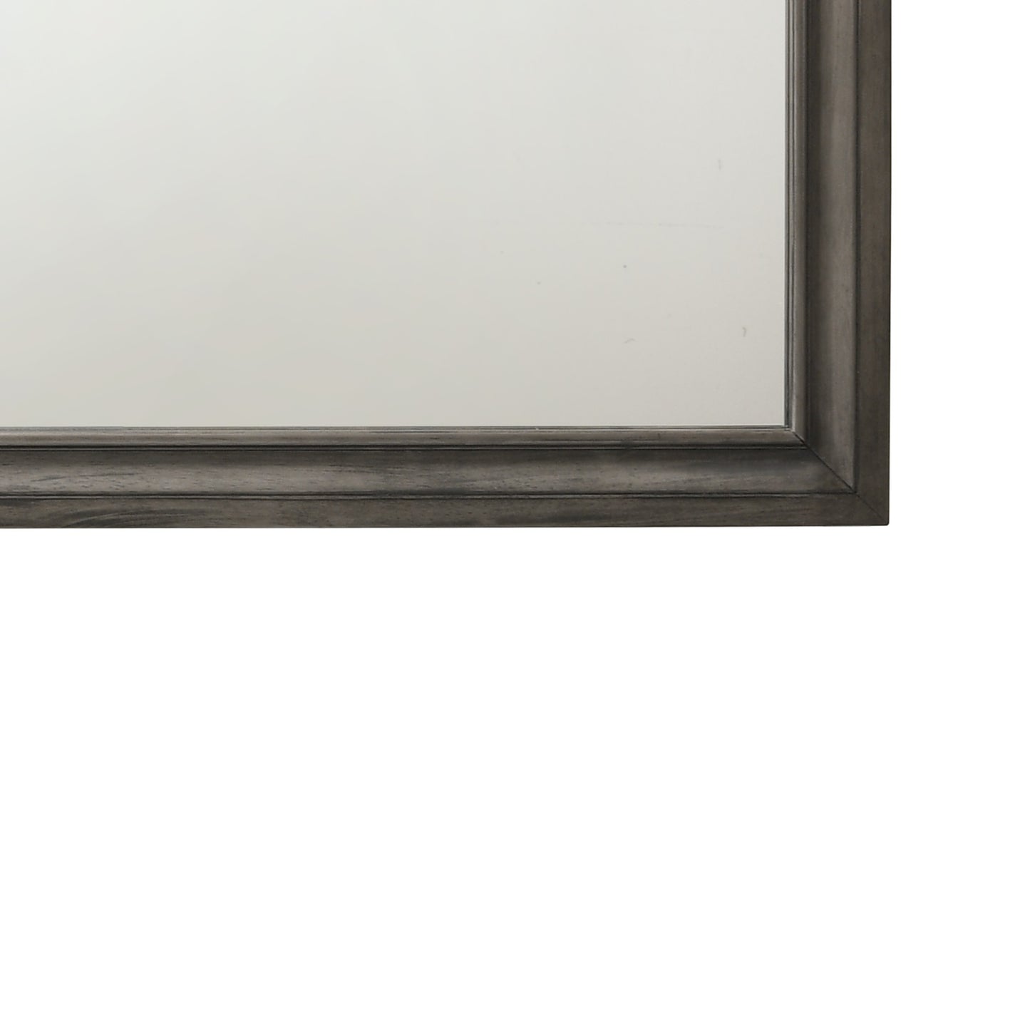 Transitional Style Wooden Decorative Mirror With Beveled Edges Gray