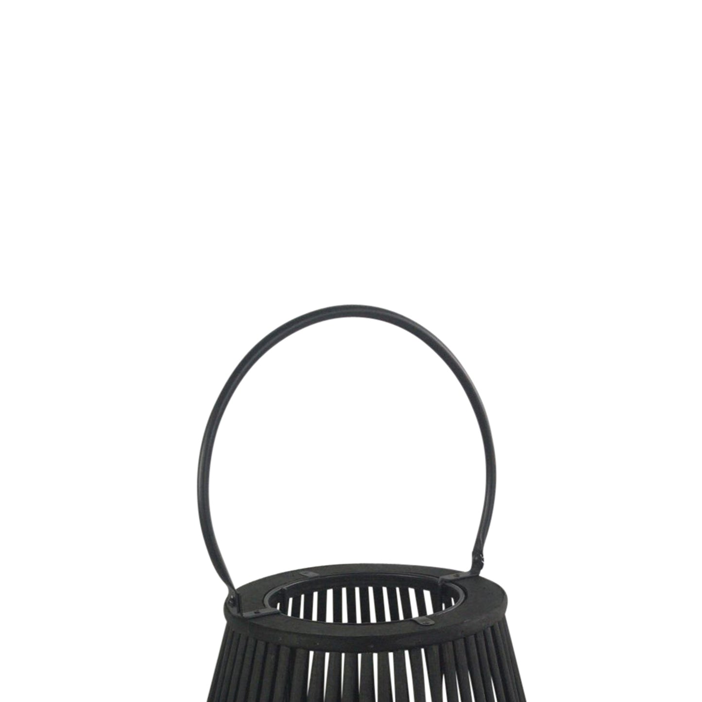 Decorative Drum Shaped Open Cage Bamboo Lantern Large Black