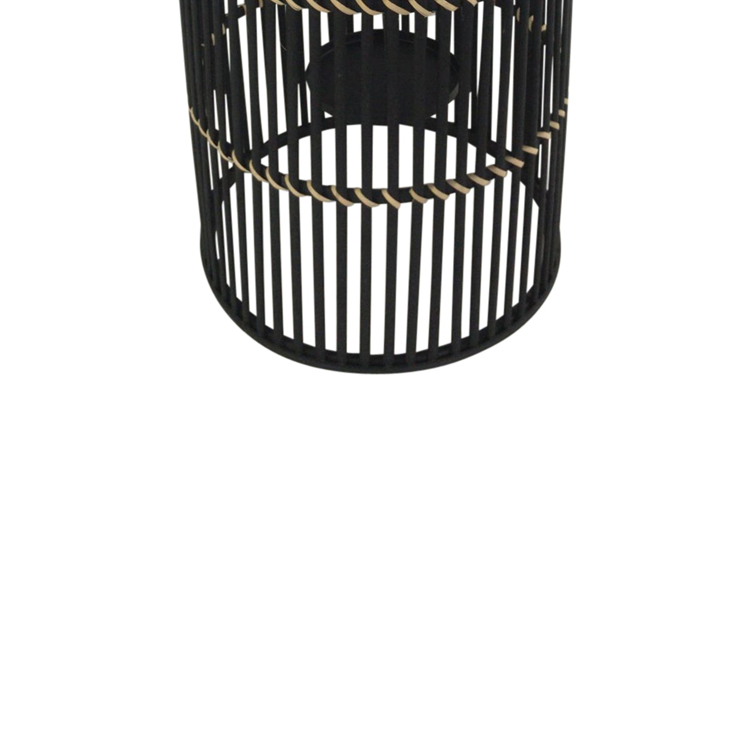 Decorative Drum Shaped Open Cage Bamboo Lantern Large Black