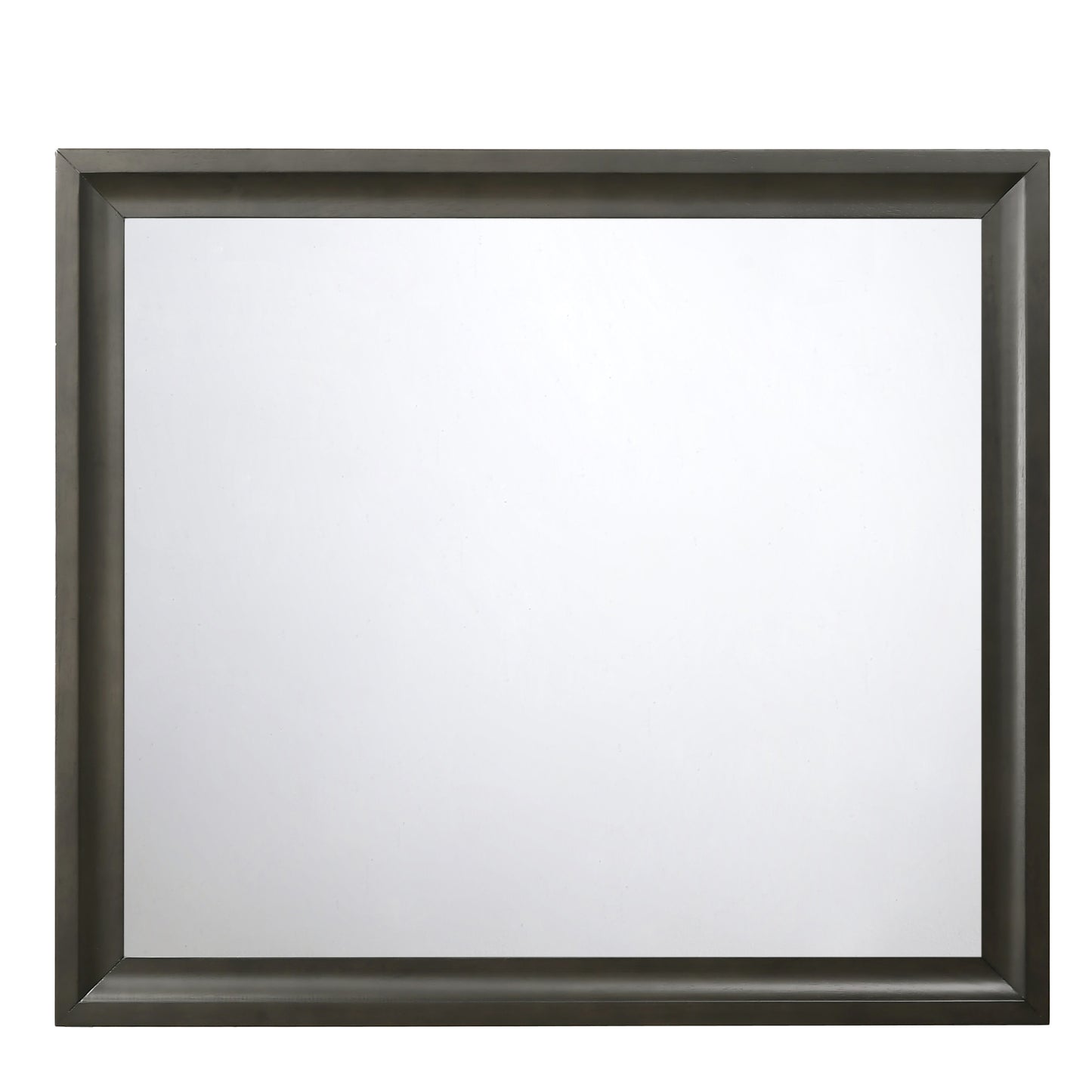 Contemporary Style Wooden Mirror With Raised Edge Framework Gray