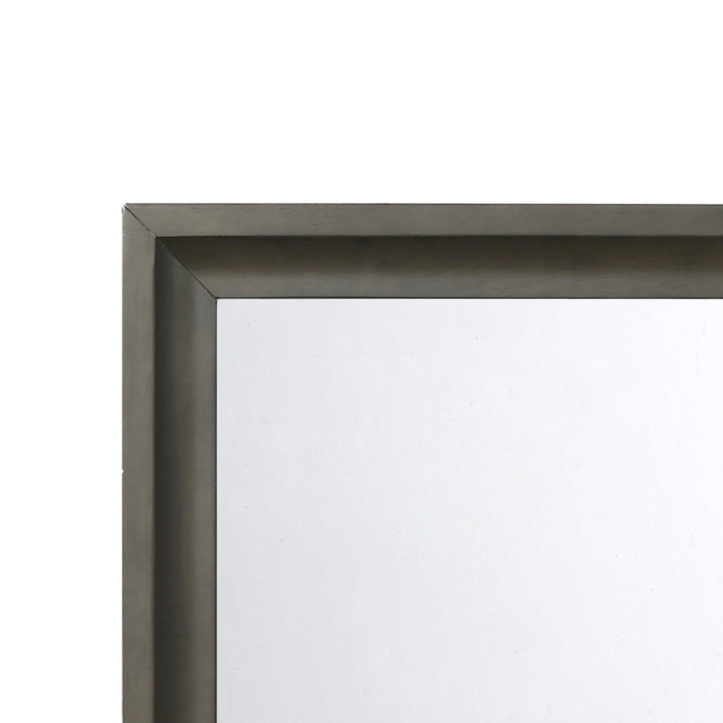 Contemporary Style Wooden Mirror With Raised Edge Framework Gray