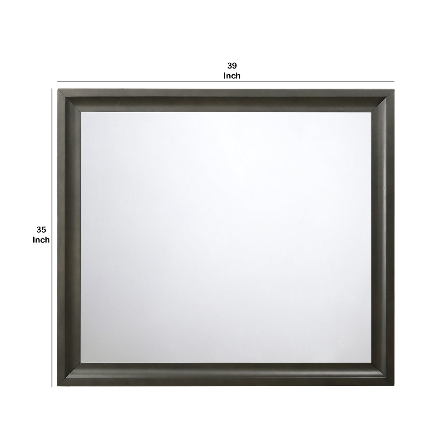 Contemporary Style Wooden Mirror With Raised Edge Framework Gray