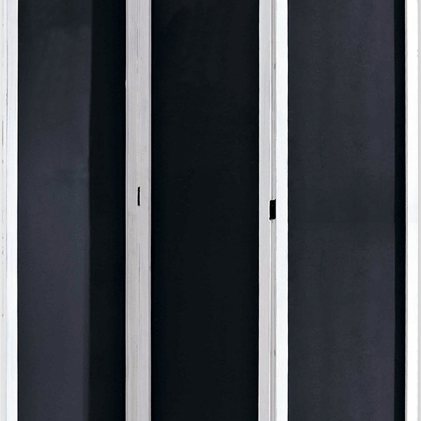 Chalkboard and Wooden 3 Panel Room Divider, Black and White