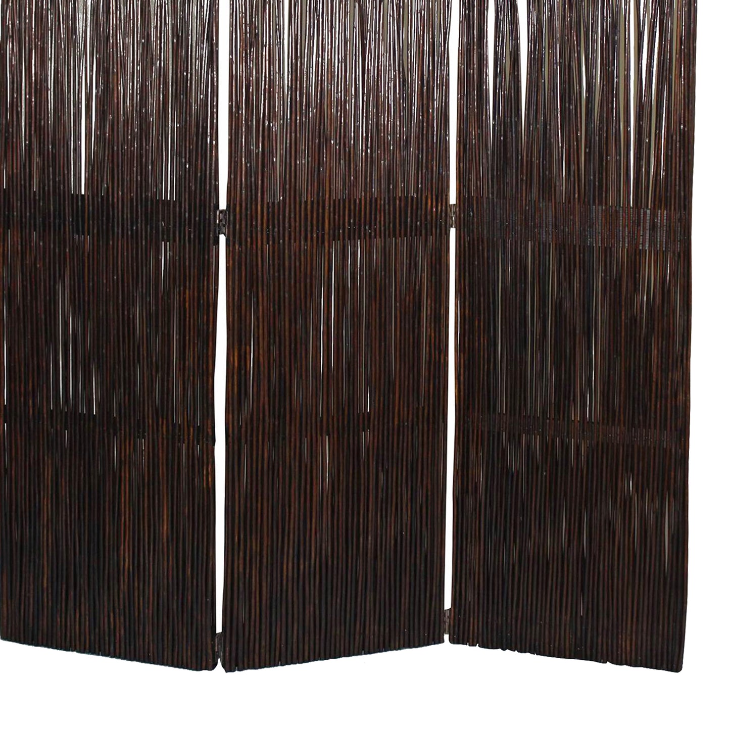 Traditional 3 Panel Wooden Willow Branch Room Divider, Brown