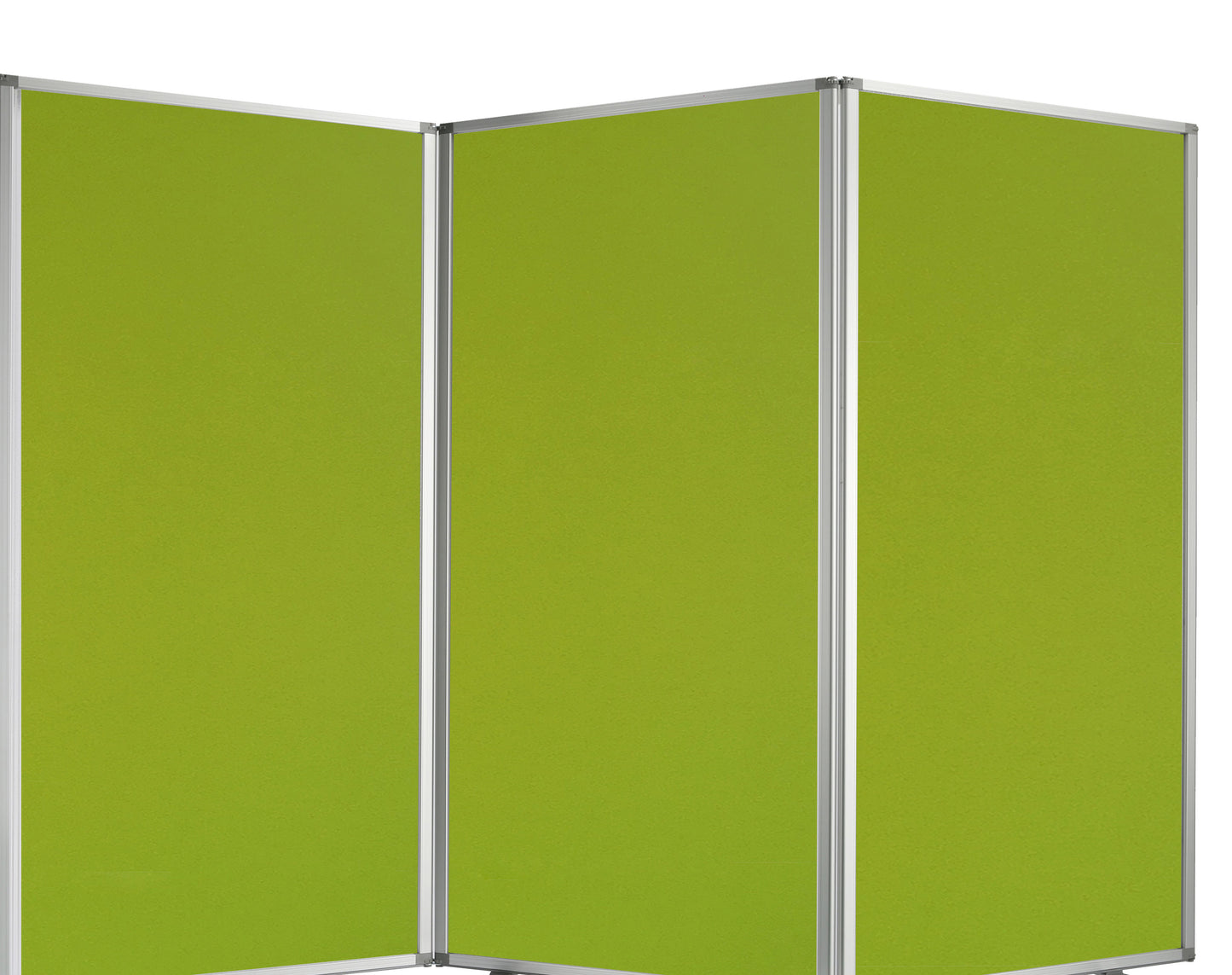 Accordion Style Fabric Upholstered 3 Panel Room Divider, Green and Gray