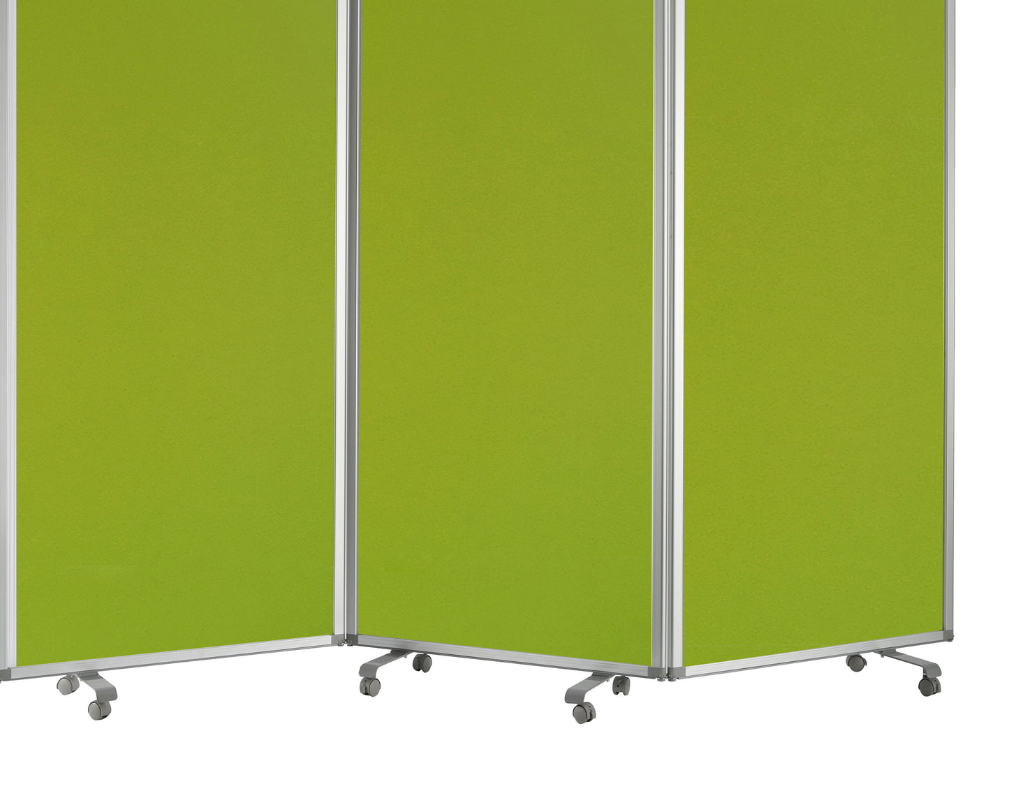 Accordion Style Fabric Upholstered 3 Panel Room Divider, Green and Gray