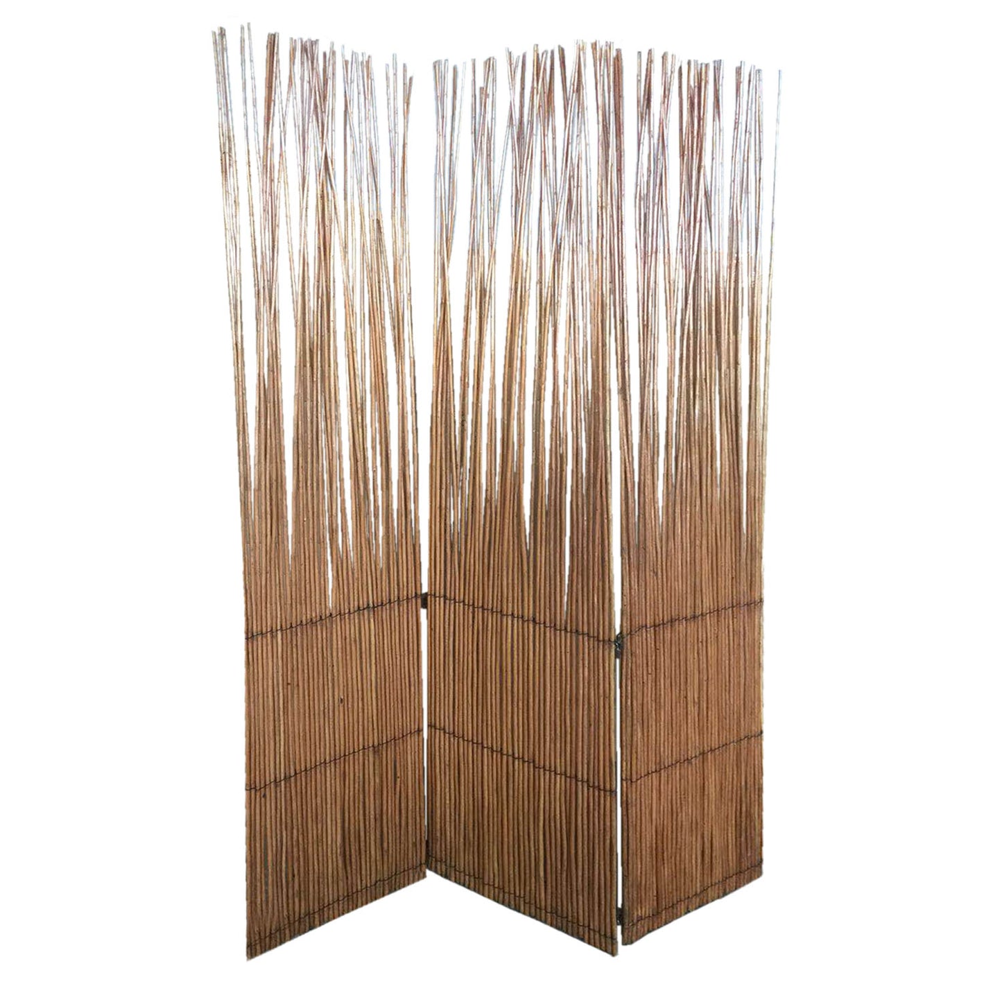 69 Inch 3 Panel Room Divider, Wood Willow Branch, Brown