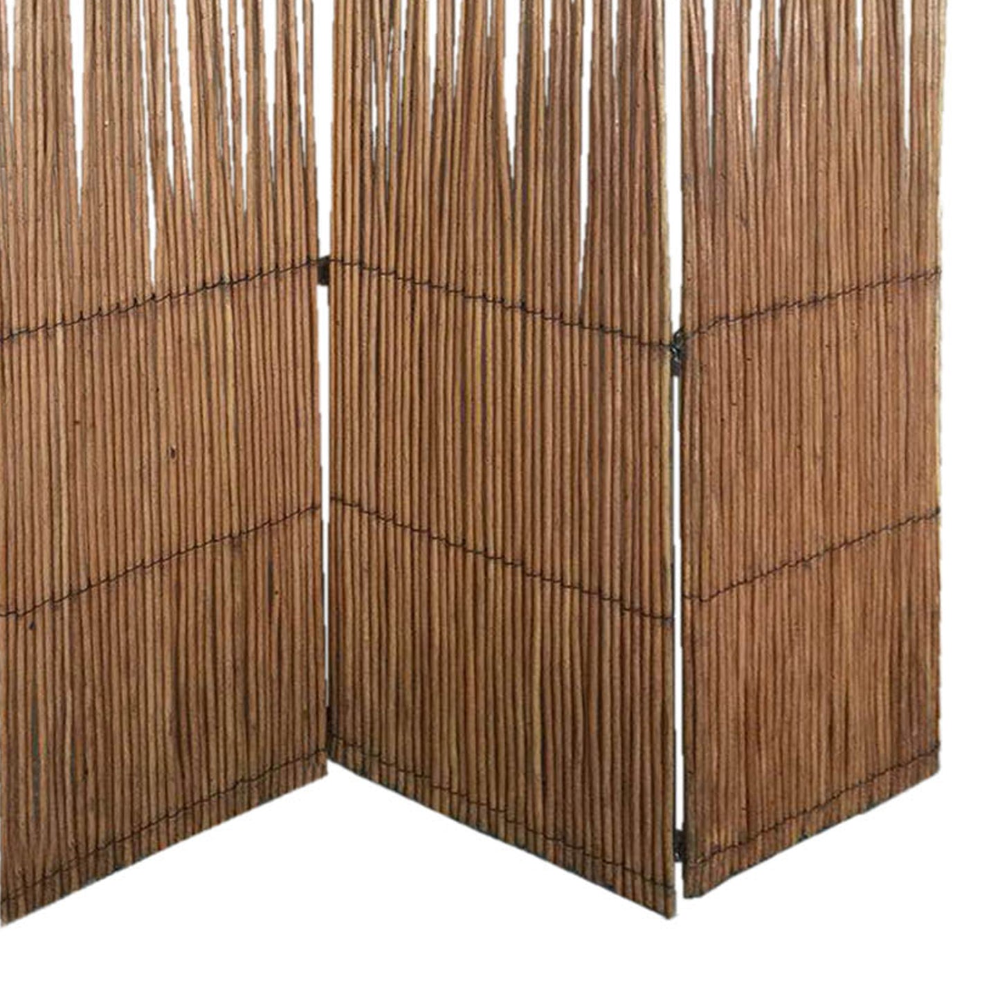 69 Inch 3 Panel Room Divider, Wood Willow Branch, Brown