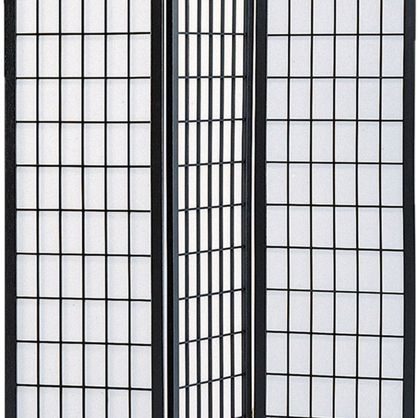 Wooden 3 Panel Room Divider with Shoji Paper Inserts, Black and White