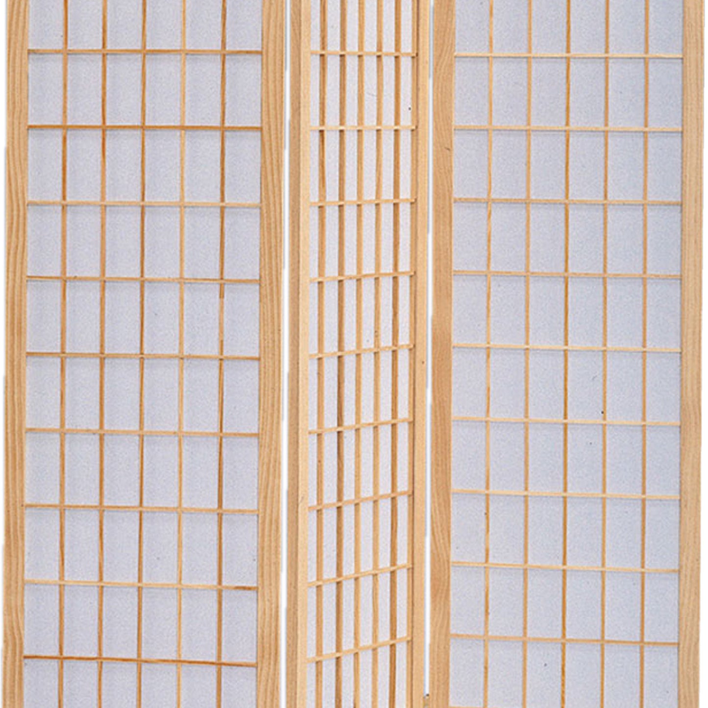 Wooden 3 Panel Room Divider with Shoji Paper Inserts, Brown and White