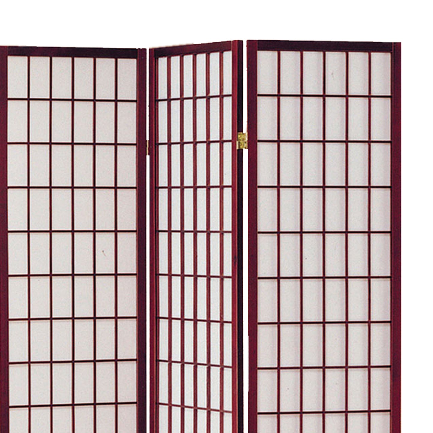 3 Panel Room Divider with Shoji Inserts, Cherry Brown and White