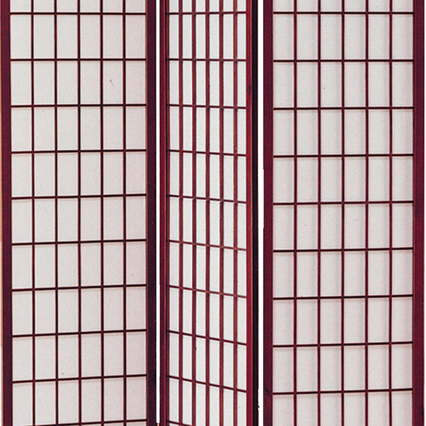 3 Panel Room Divider with Shoji Inserts, Cherry Brown and White