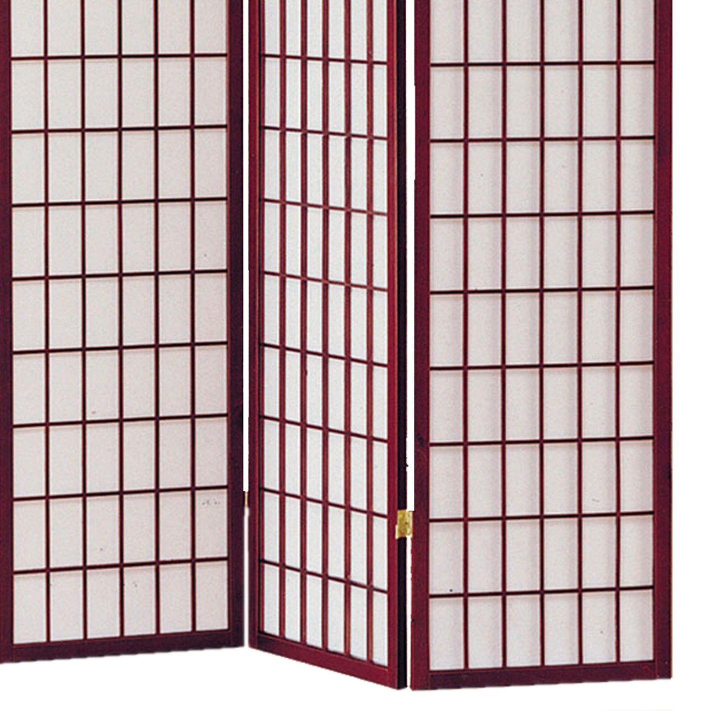 3 Panel Room Divider with Shoji Inserts, Cherry Brown and White