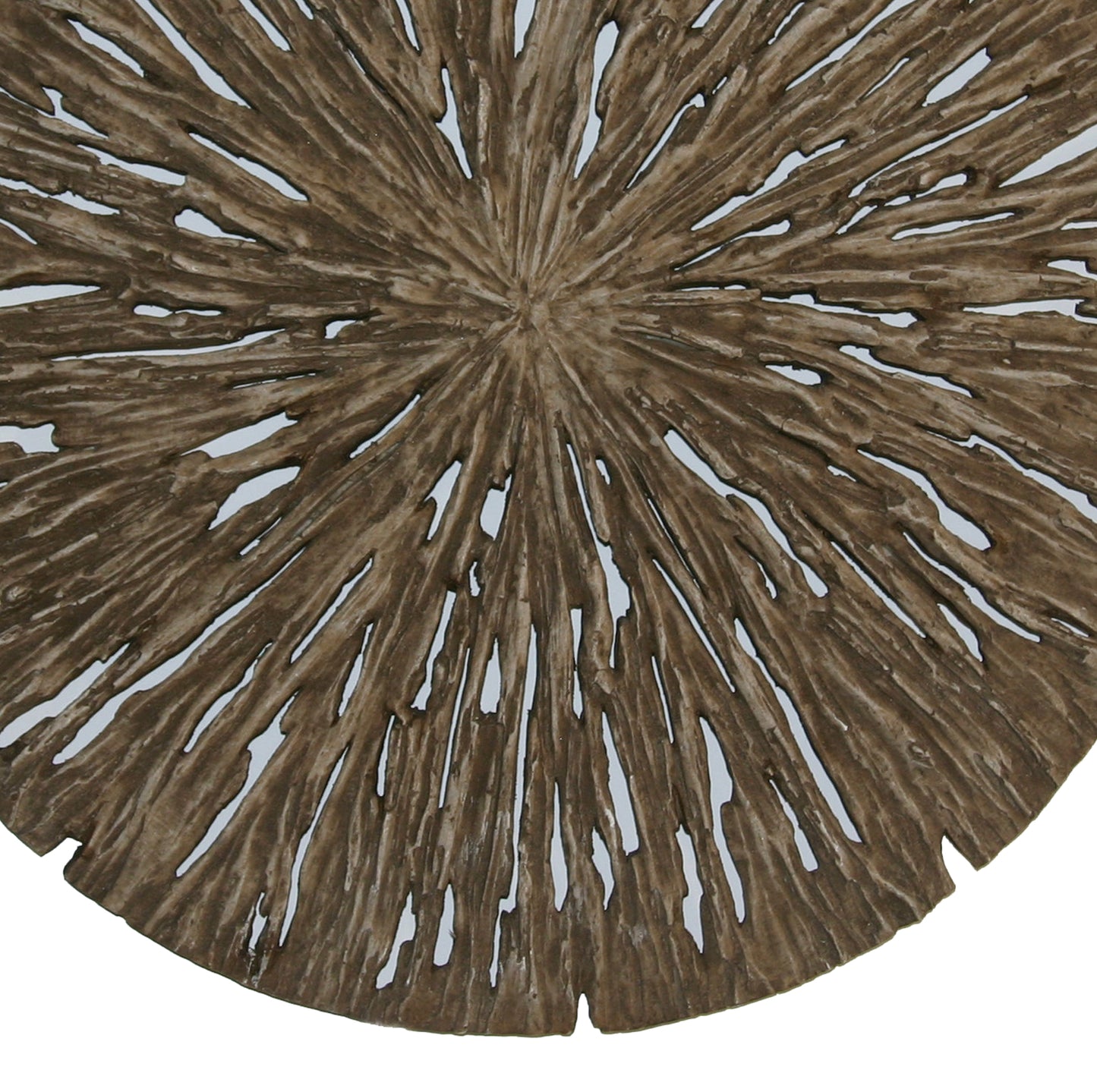 Round Shape Rotten Wood Sandstone Wall Decor With Cut Out Large Oak Brown