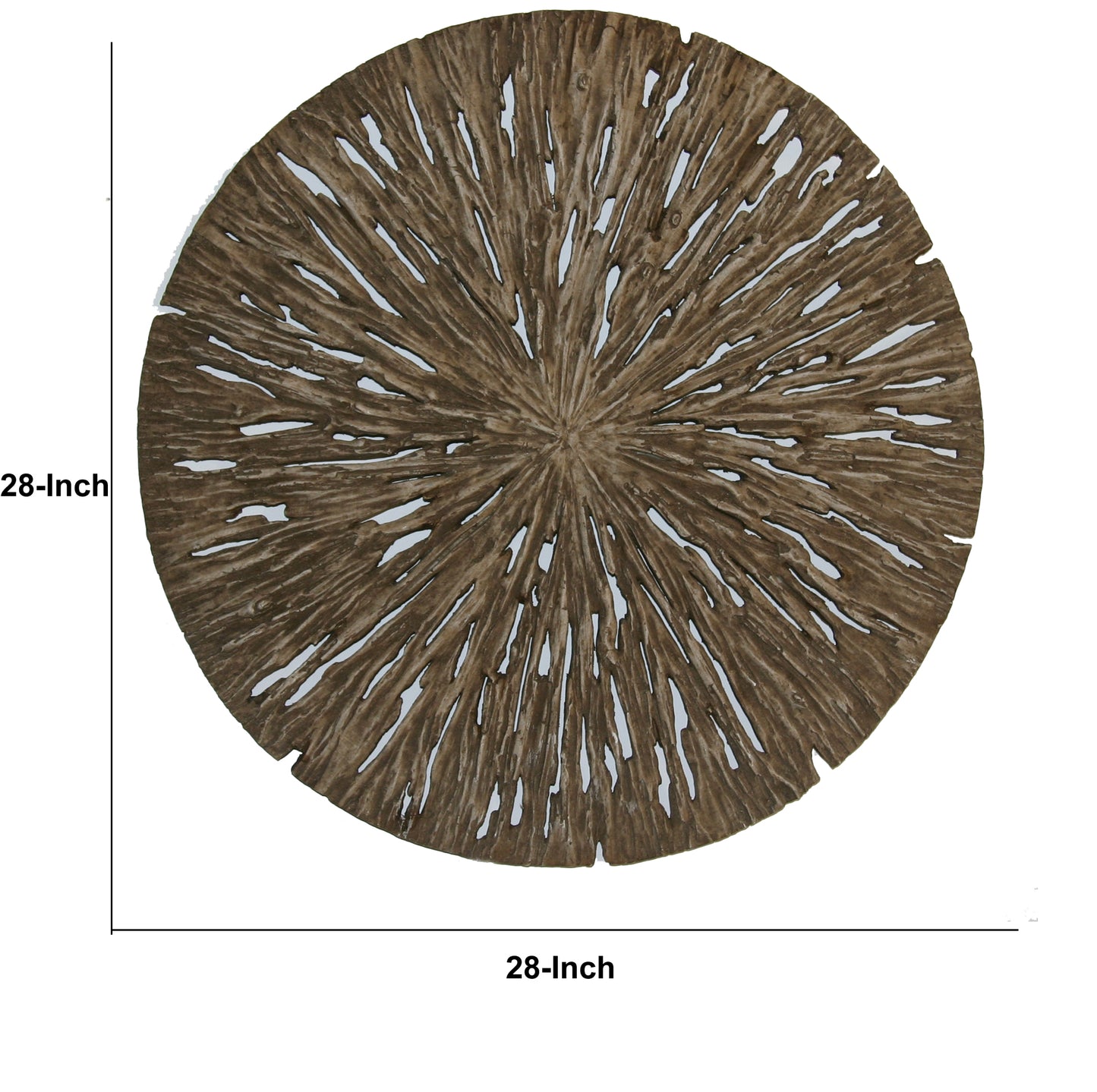 Round Shape Rotten Wood Sandstone Wall Decor With Cut Out Large Oak Brown