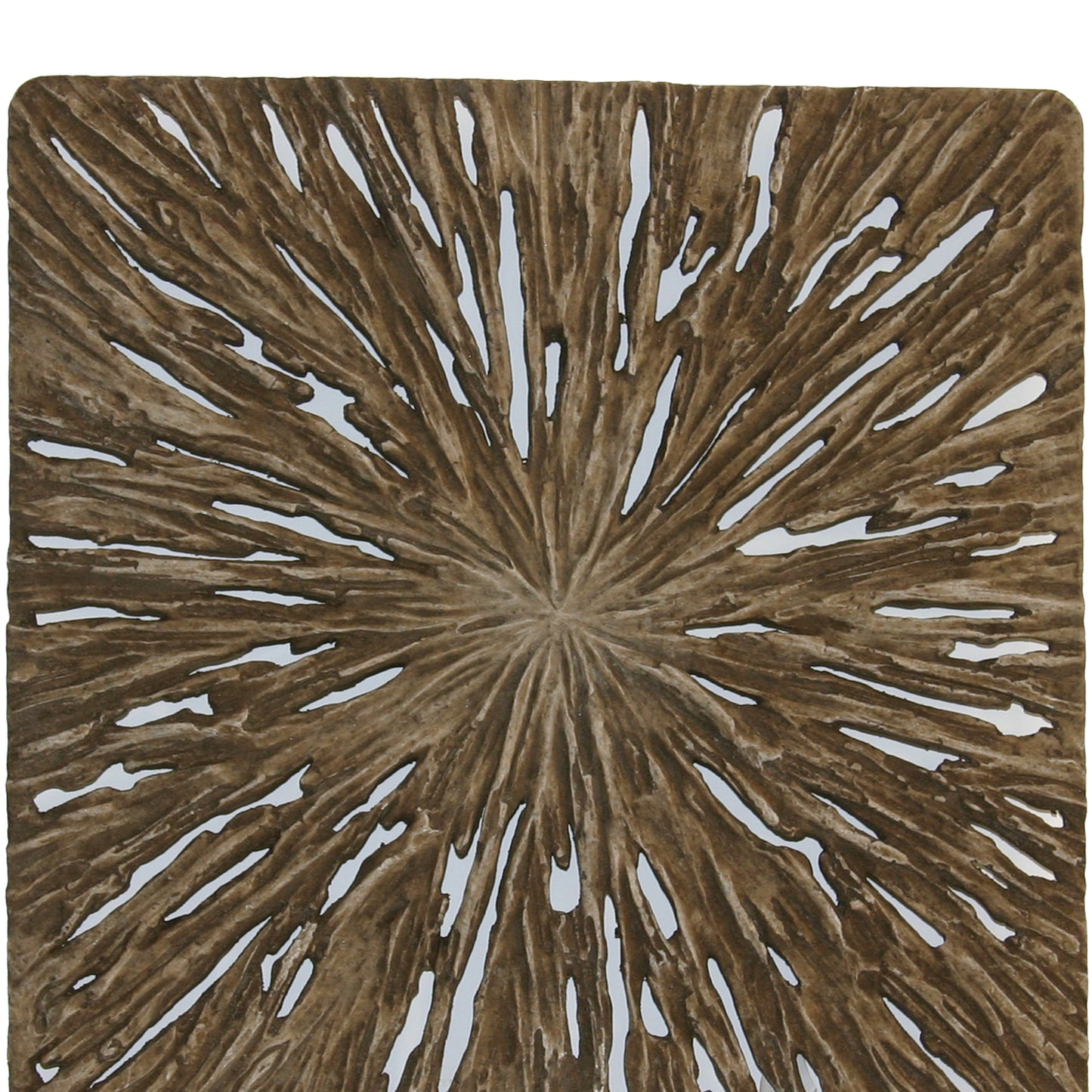 Square Rotten Wood Sandstone Wall Decor With Cut Out Medium Oak Brown