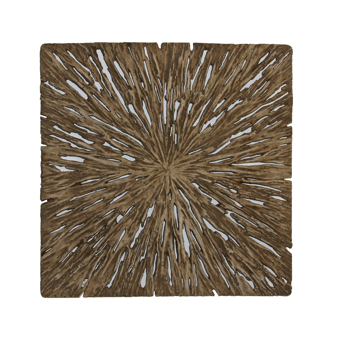 Square Rotten Wood Sandstone Wall Decor With Cut Out Large Oak Brown