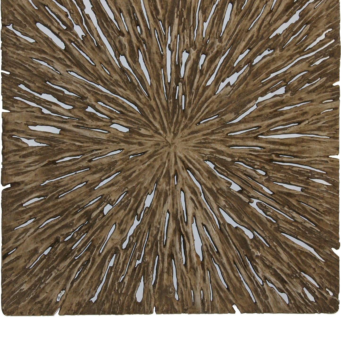 Square Rotten Wood Sandstone Wall Decor With Cut Out Large Oak Brown