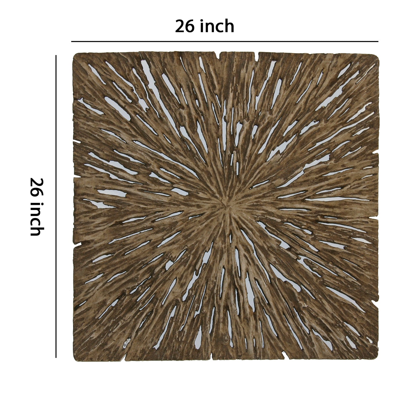 Square Rotten Wood Sandstone Wall Decor With Cut Out Large Oak Brown