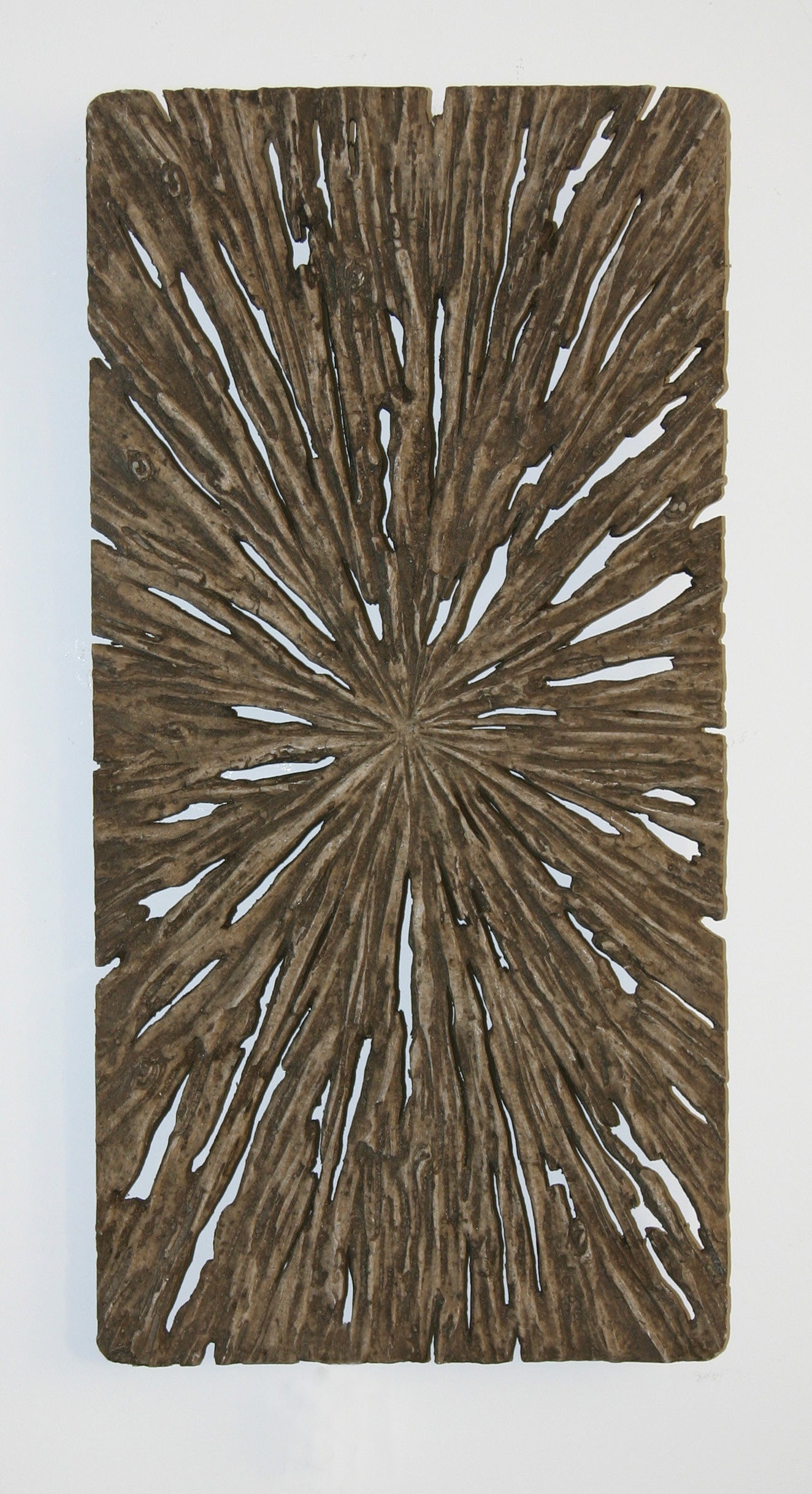 Rectangle Rotten Wood Sandstone Wall Decor With Cut Out Small Oak Brown