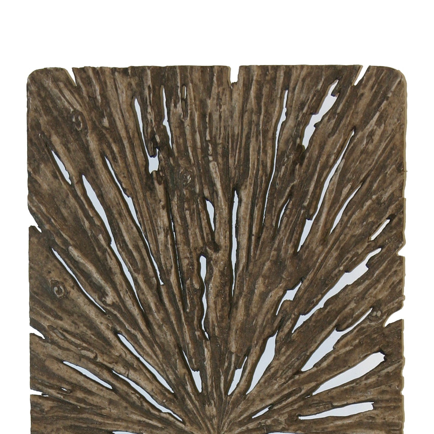 Rectangle Rotten Wood Sandstone Wall Decor With Cut Out Small Oak Brown