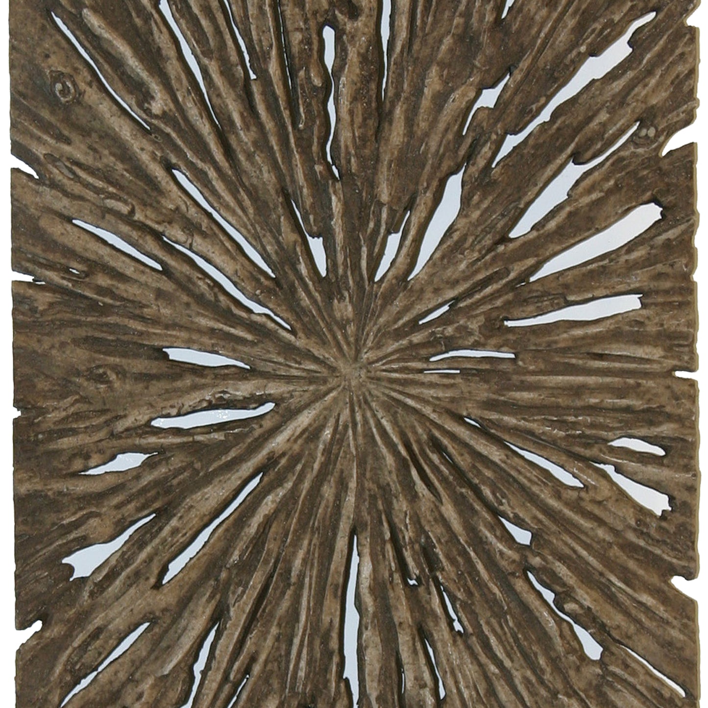 Rectangle Rotten Wood Sandstone Wall Decor With Cut Out Small Oak Brown