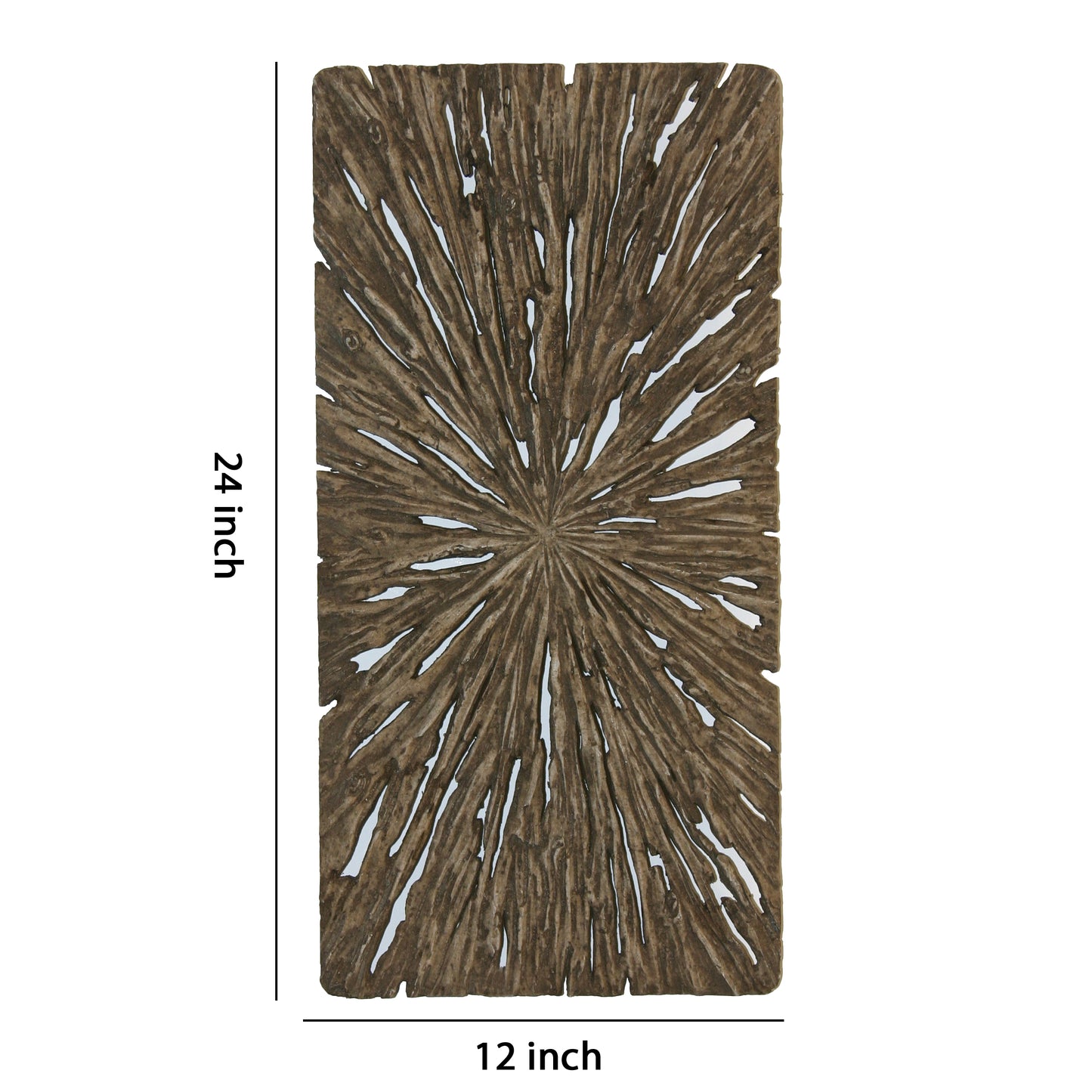Rectangle Rotten Wood Sandstone Wall Decor With Cut Out Small Oak Brown