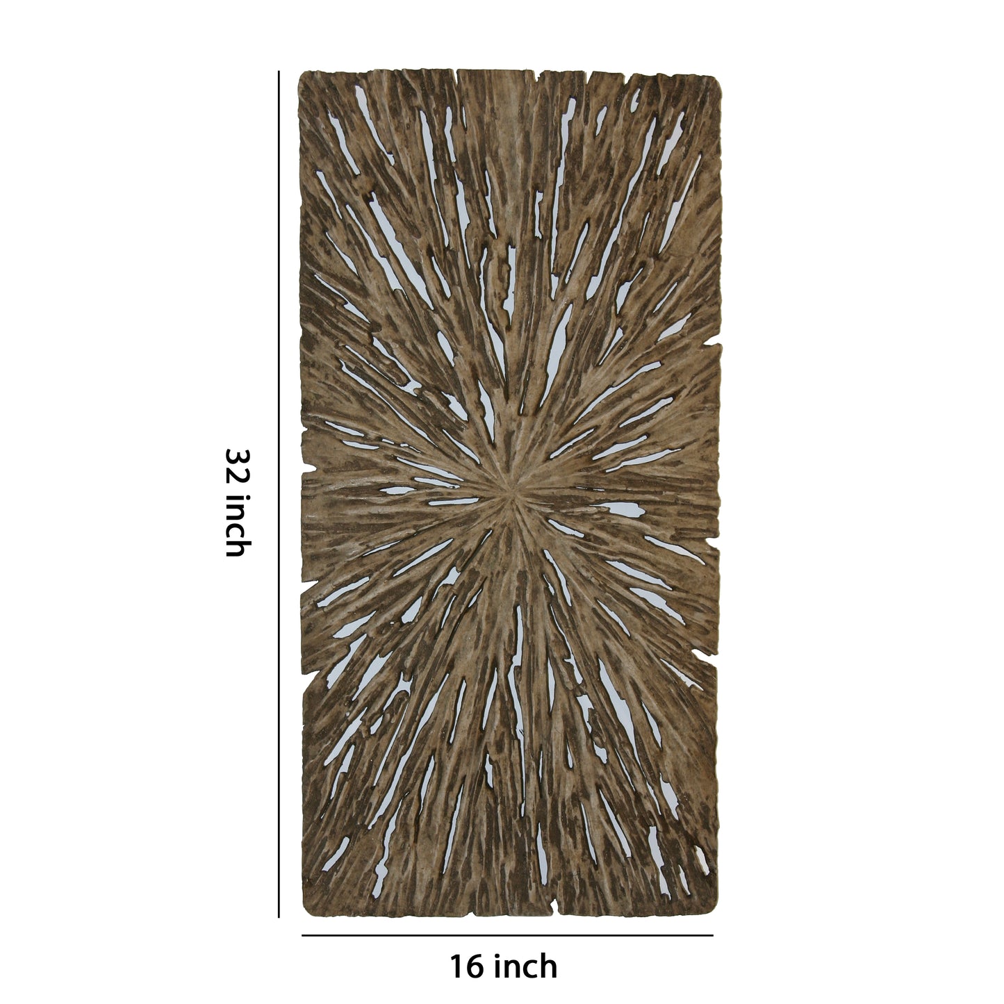 Rectangle Rotten Wood Sandstone Wall Decor With Cut Out Medium Oak Brown