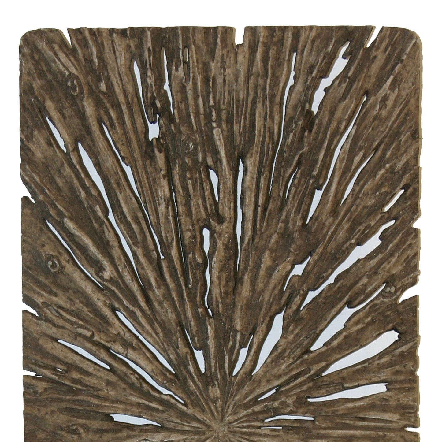 Rectangle Rotten Wood Sandstone Wall Decor With Cut Out Large Oak Brown