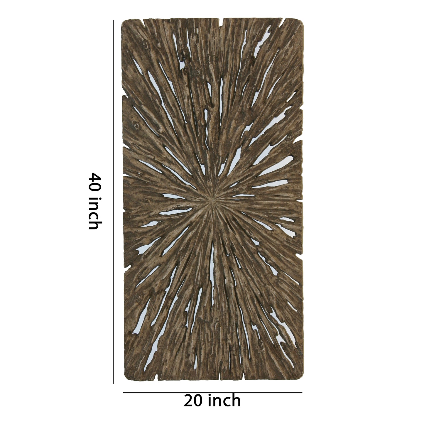 Rectangle Rotten Wood Sandstone Wall Decor With Cut Out Large Oak Brown