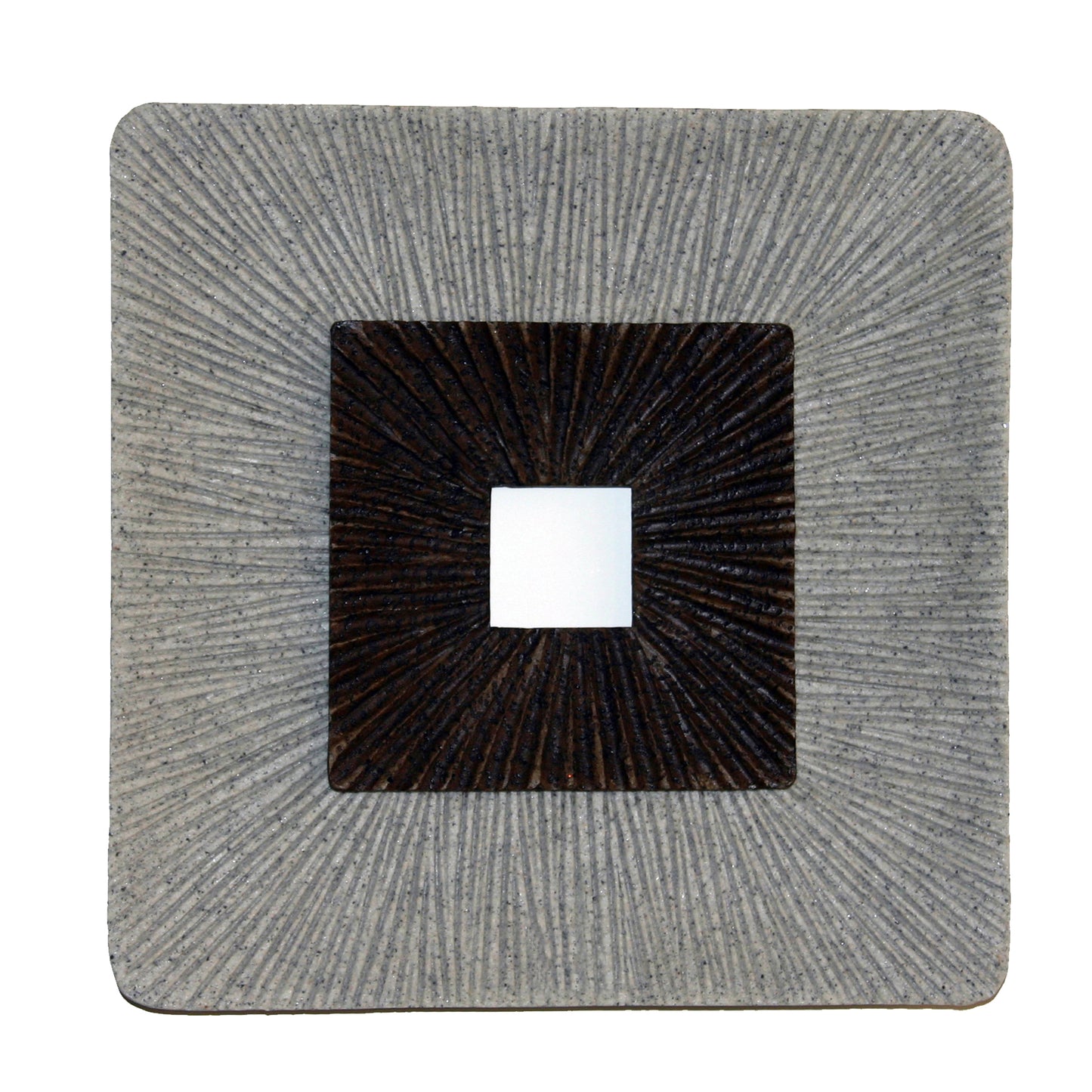 Square Shaped Wall Decor With Ribbed Details Small Brown And Gray