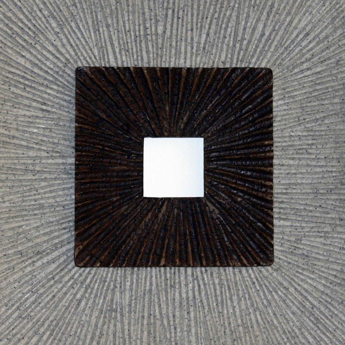 Square Shaped Wall Decor With Ribbed Details Small Brown And Gray
