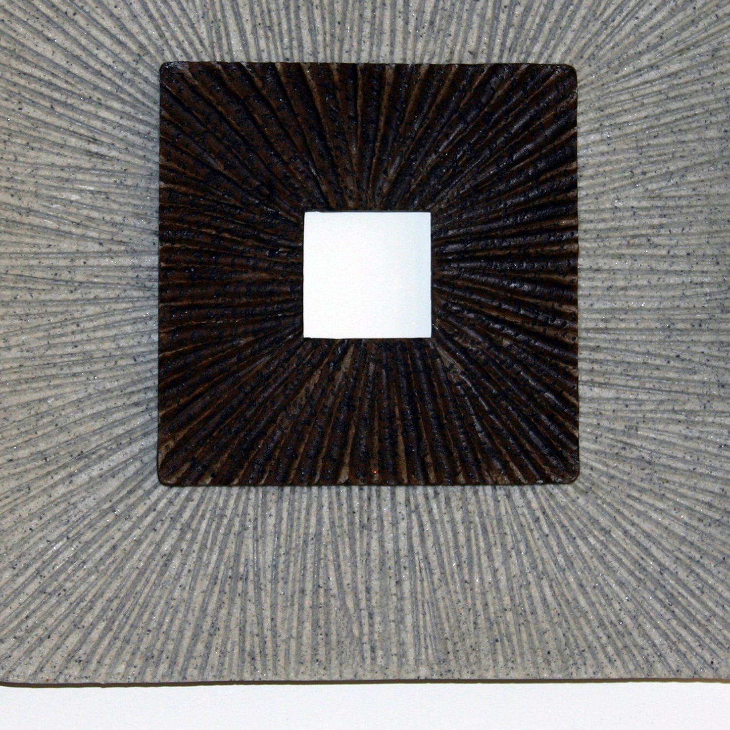 Square Shaped Wall Decor With Ribbed Details Small Brown And Gray