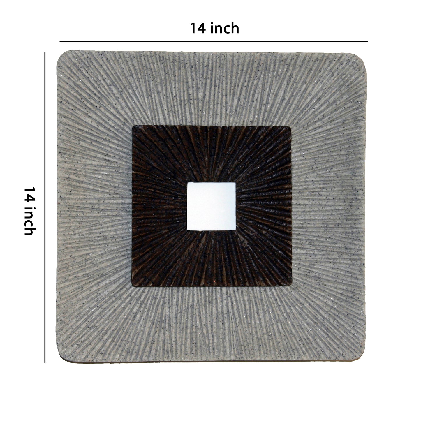 Square Shaped Wall Decor With Ribbed Details Small Brown And Gray
