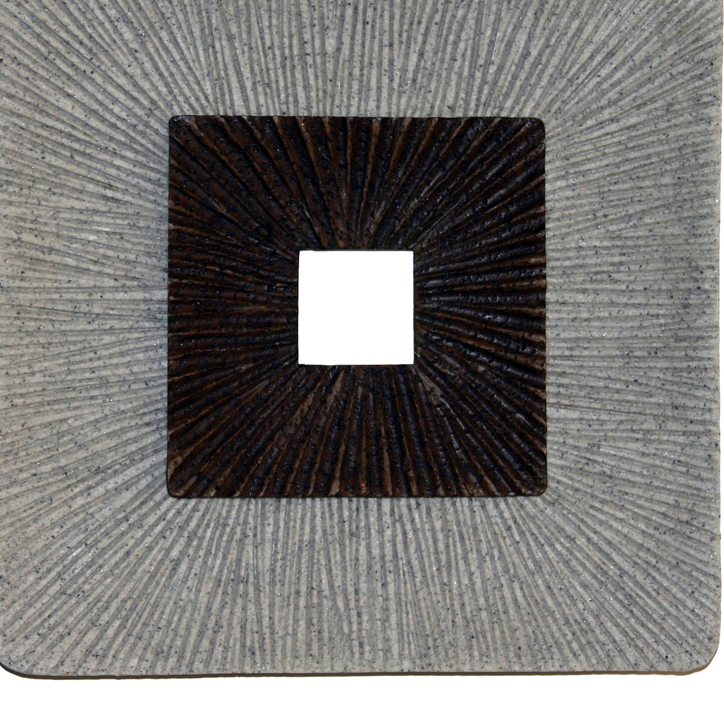 Square Shaped Wall Decor With Ribbed Details Medium Brown And Gray
