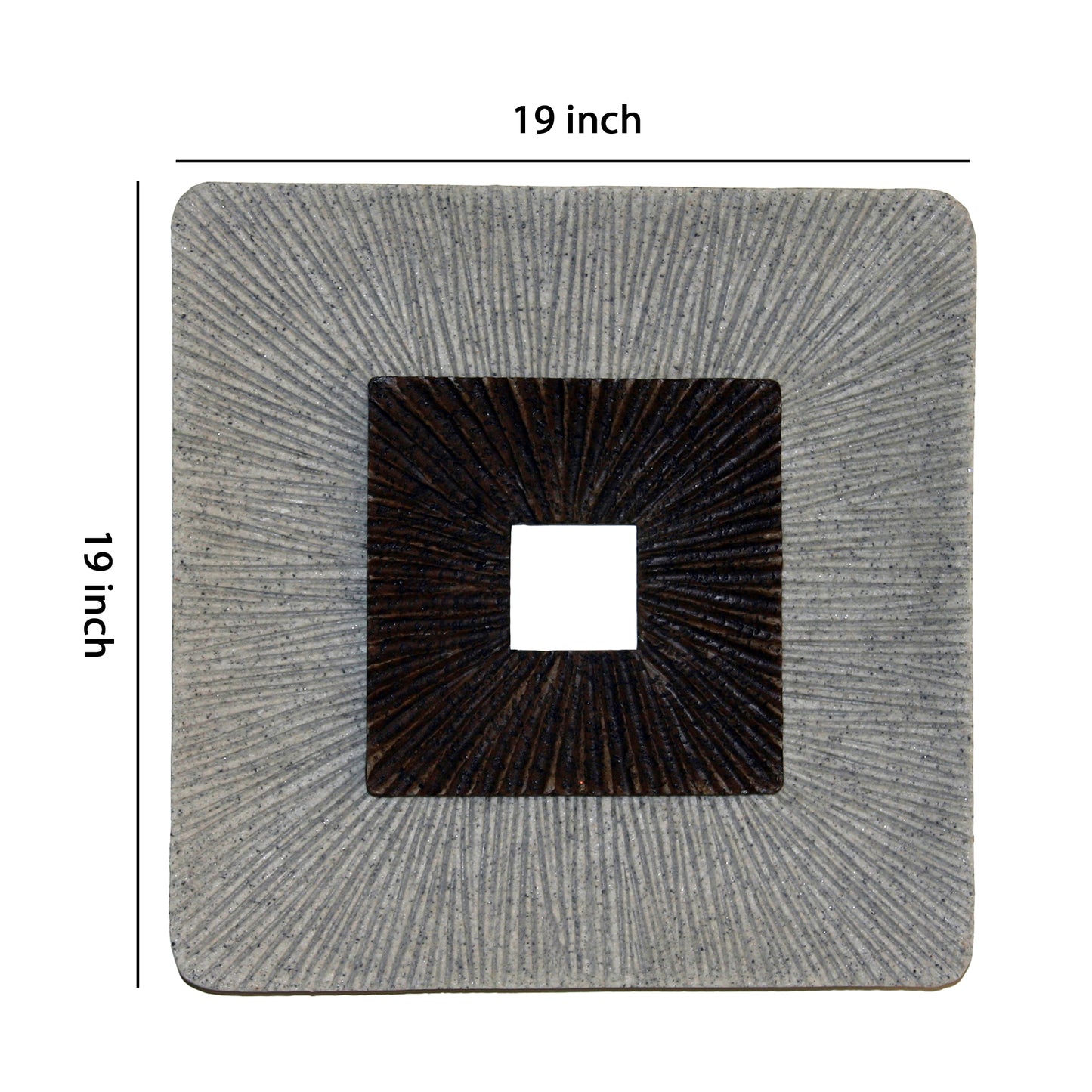 Square Shaped Wall Decor With Ribbed Details Medium Brown And Gray