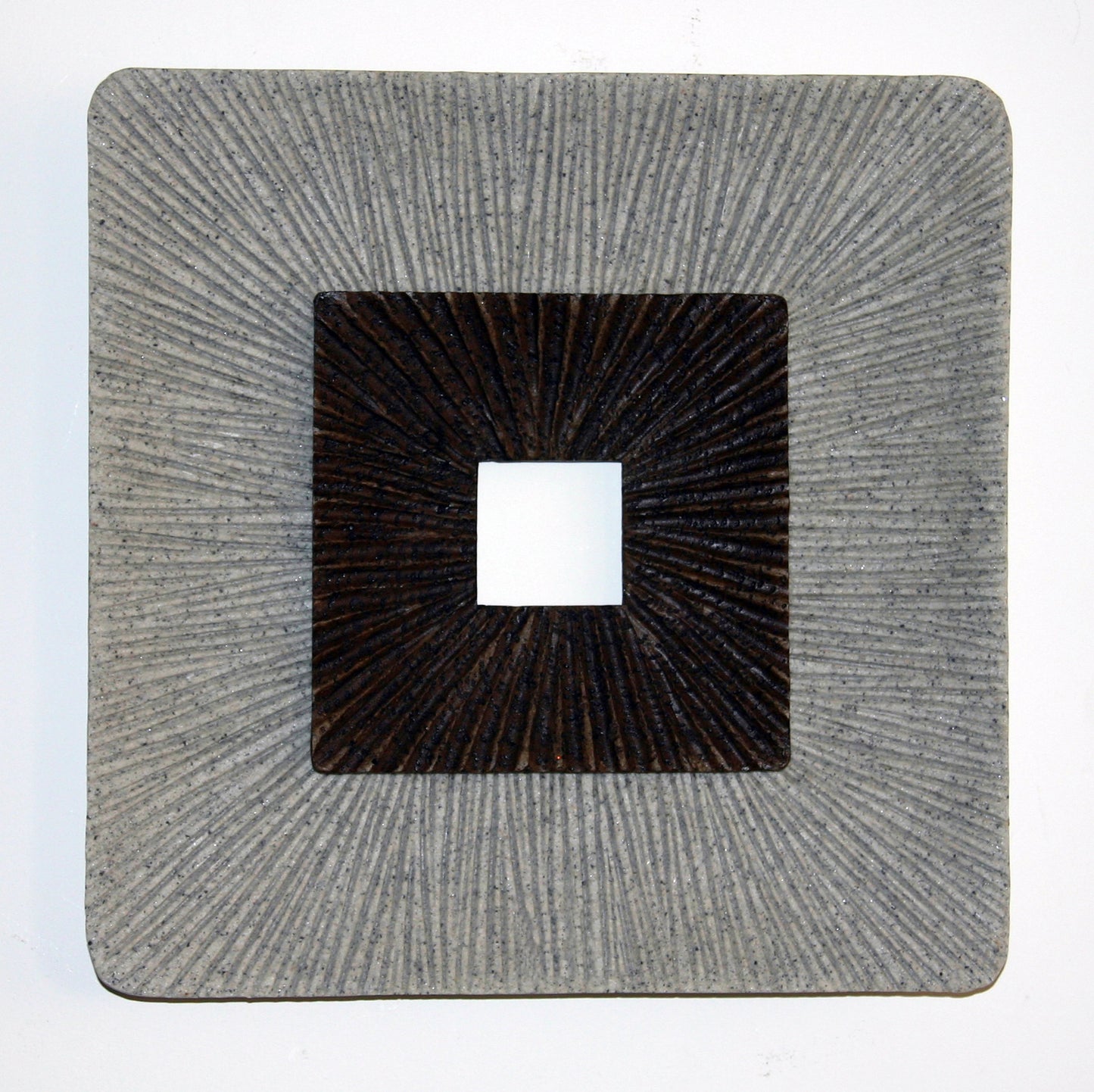 Square Shaped Wall Decor With Ribbed Details Large Brown And Gray