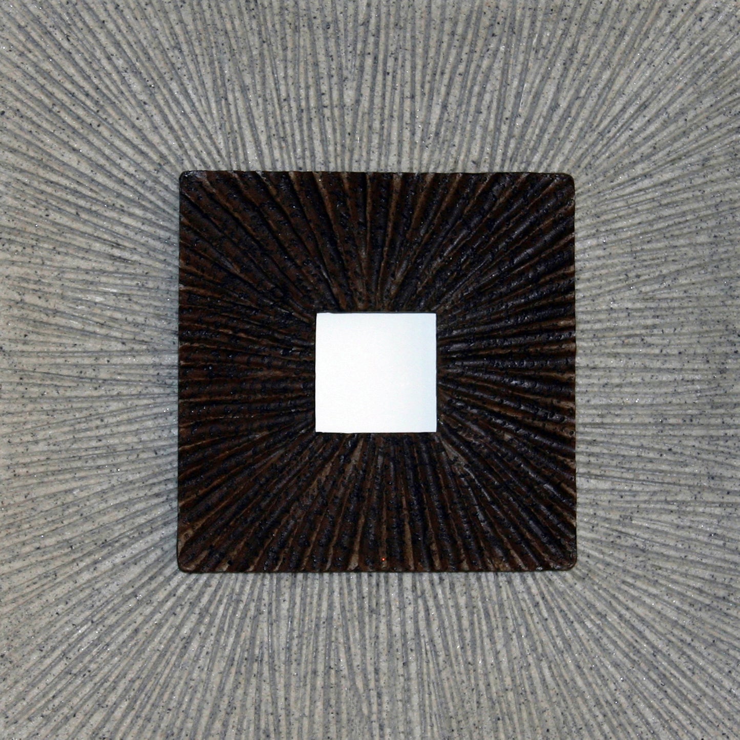 Square Shaped Wall Decor With Ribbed Details Large Brown And Gray