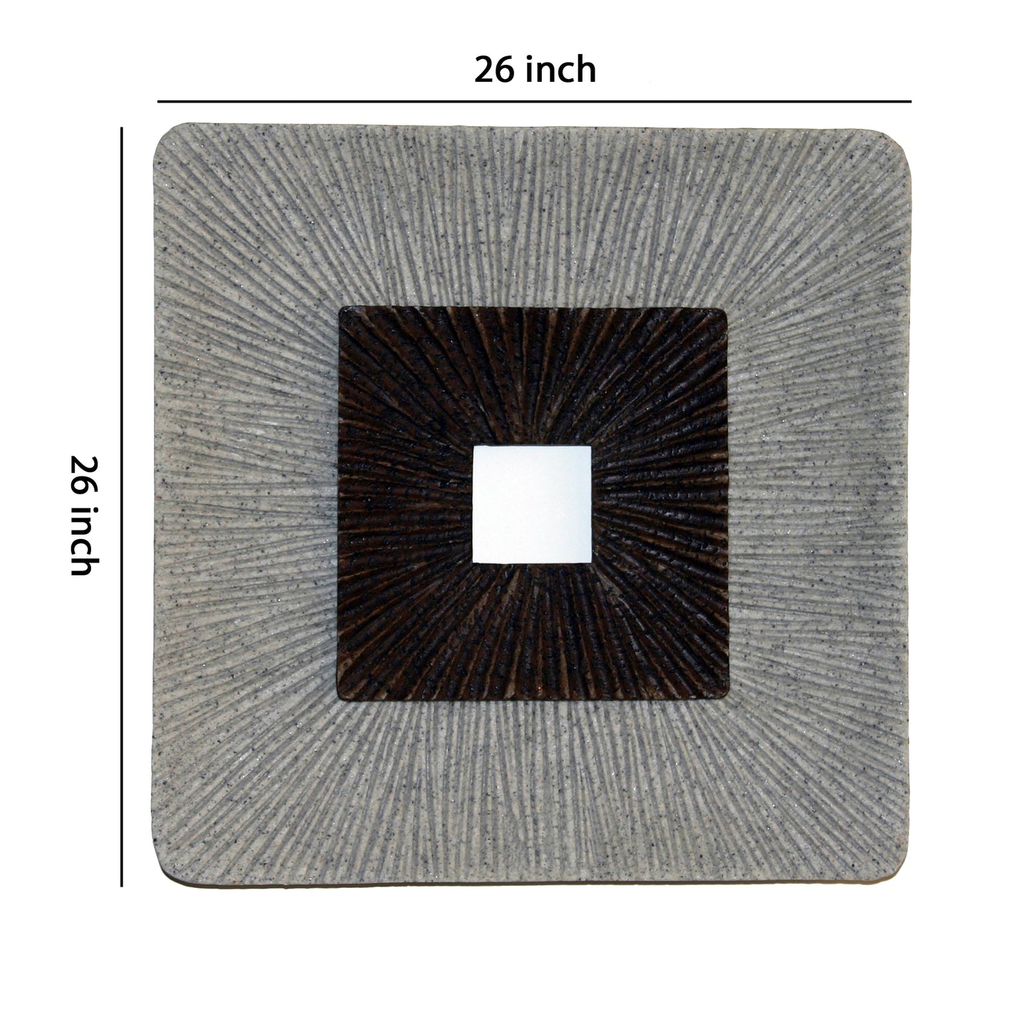 Square Shaped Wall Decor With Ribbed Details Large Brown And Gray