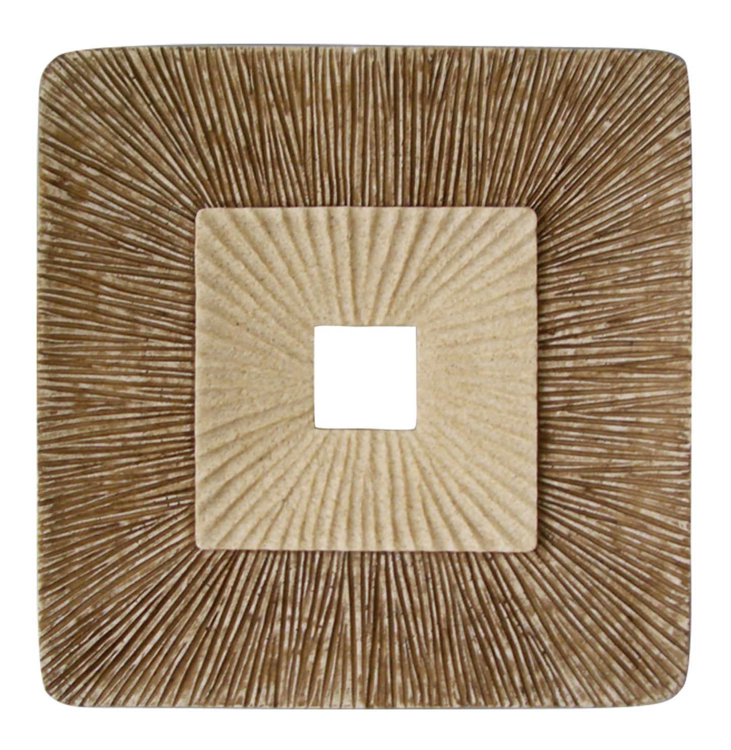 Square Sandstone Wall Decor With Ribbed Details Small Brown And Beige
