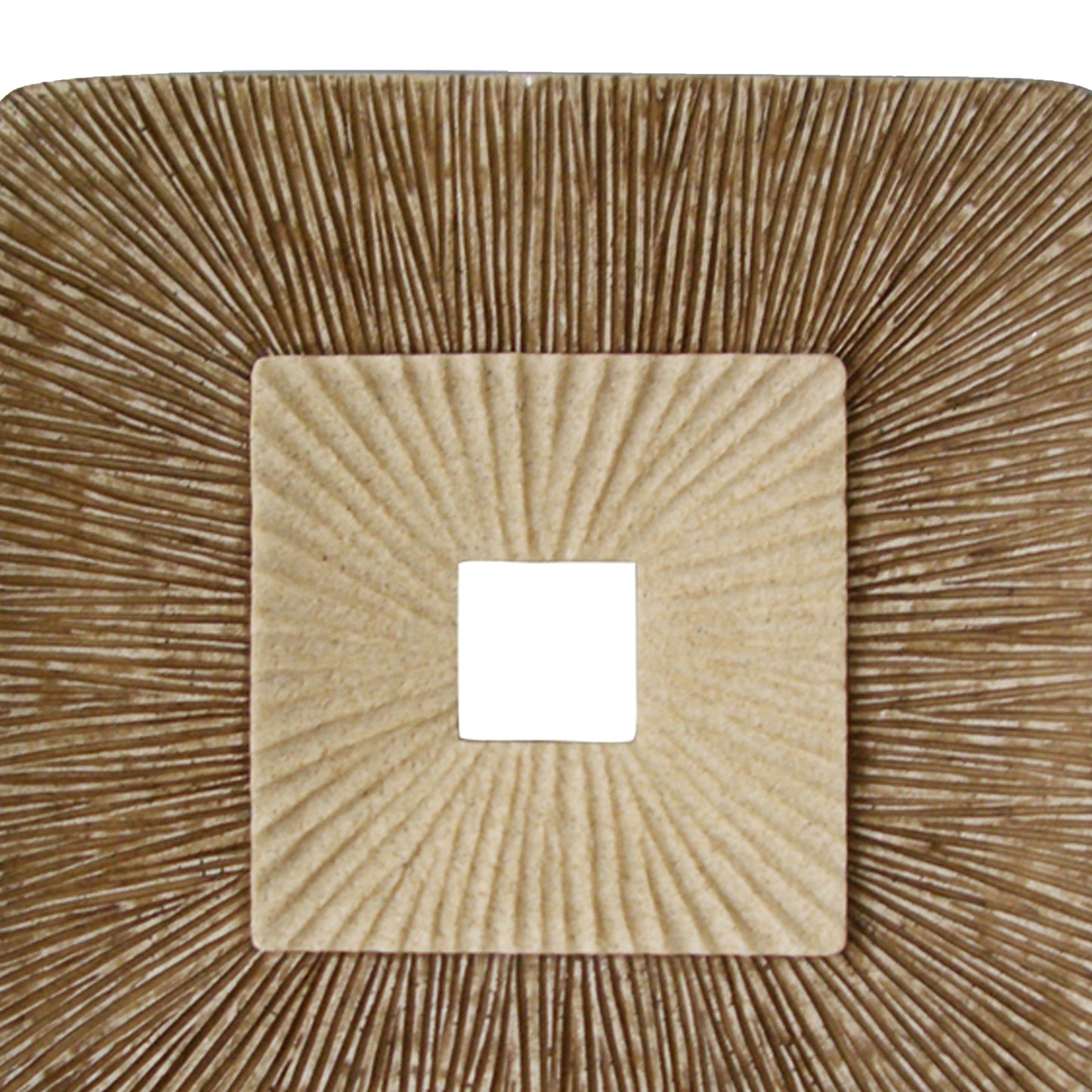 Square Sandstone Wall Decor With Ribbed Details Small Brown And Beige