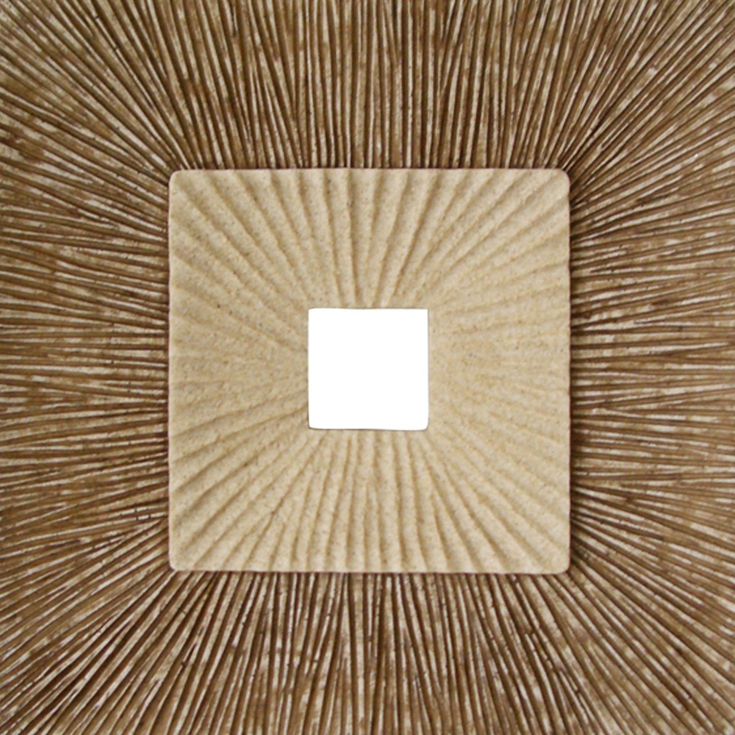 Square Sandstone Wall Decor With Ribbed Details Small Brown And Beige