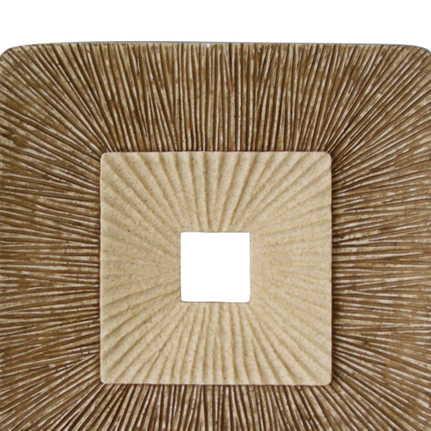 Square Sandstone Wall Decor With Ribbed Details Medium Brown And Beige